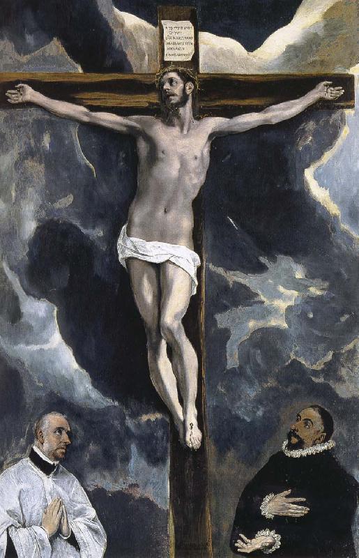 El Greco The Crucifixion with two donors oil painting image